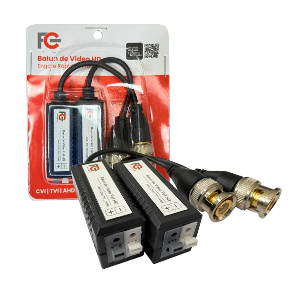 Balun de Vídeo HD — Engate Rápido Press-fit