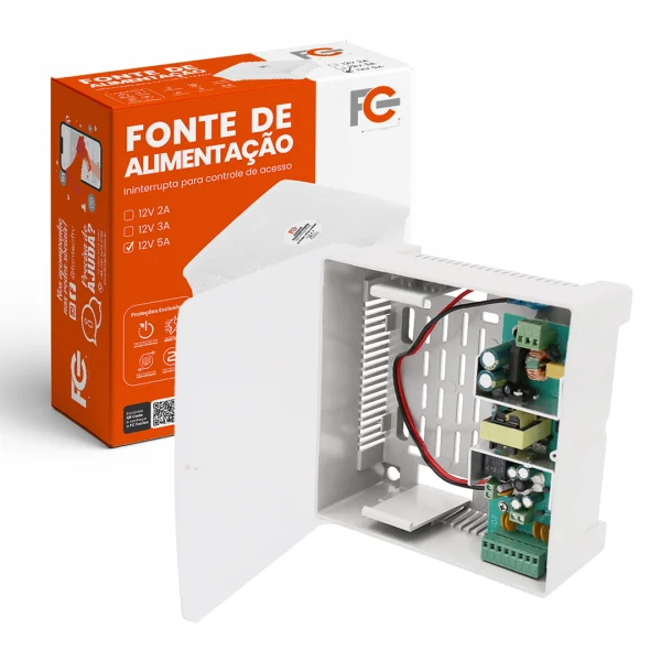 Fonte Ininterrupta para Controle de Acesso — 12V 5A 60W
